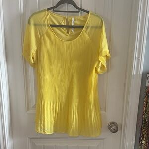 NY Collection Sunny Yellow Pleated Blouse